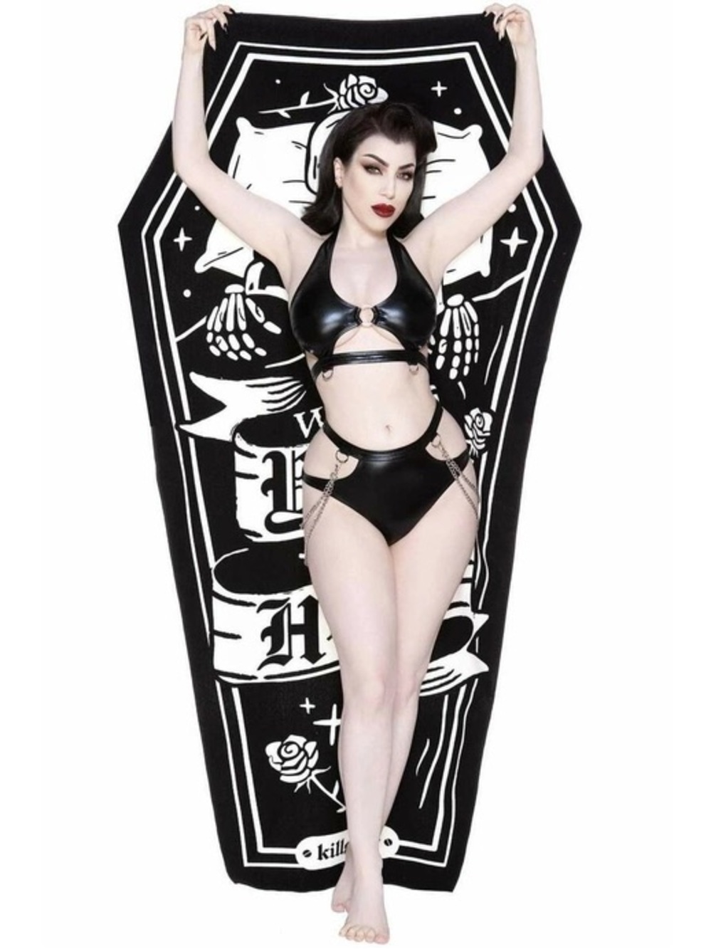 Killstar Wish You Were Here Skeleton Coffin Beach Towel 185cm x 101cm
